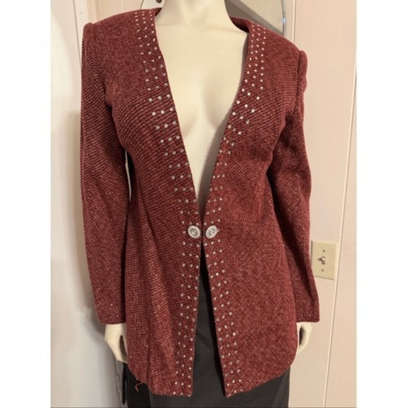 Donna Vinci Jackets & Blazers - Stunning Donna Vinci Couture Rust Jeweled Shimmering Jacket 8